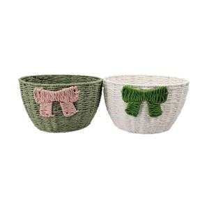 Juego de Cestas de Almacenamiento para Cuarto de Bebé con Lazo Decorativo, Organizador Ecológico de Paja de Papel para Habitación Infantil, Contenedor de Juguetes y Pañales Tejido a Mano - Product Image 1