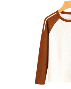 Custom Brown White Raglan Long Sleeve T Shirt Men Ribbed 100% Cotton Crew Neck Casual <b>Baseball</b> <b>Tee</b> OEM Manufacturer Supplier - Product Image 3