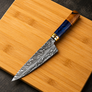 Custom Damascus Steel Chef Knife with Resin Wood Handle Leather Sheath Professional Kitchen Cooking Knife OEM ODM Manufacturer - Product Image 6
