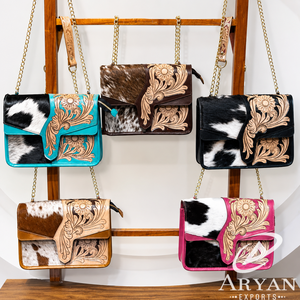 New Wholesale Manufacturer Western Floral <b>Tooled</b> Genuine <b>Leather</b> Crossbody Bag Genuine Cowhide <b>Leather</b> Women's Messenger Handbag - Product Image 1