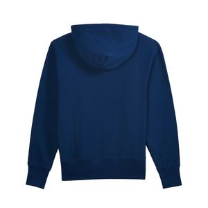 เสื้อฮู้ดสีน้ำเงินเข้มทรงหลวม สวมใส่สบาย เสื้อฮู้ดผ้าฟลีซสำหรับผู้ชาย เสื้อแขนยาวเนื้อนุ่ม อุ่นสบาย สไตล์สตรีทแวร์ สามารถสั่งทำได้ - Product Image 3