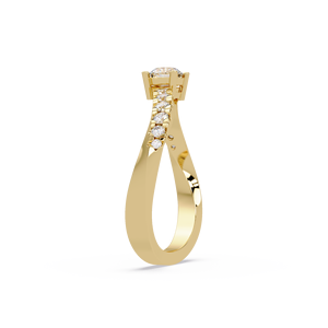 Anillos de lujo con diamantes cultivados en laboratorio de corte redondo de 0.25 ct, oro puro de 14k, joyería fina personalizada, anillos recién llegados, anillo de joyería personalizada. - Product Image 4