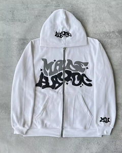 Sudadera con capucha y cremallera completa, diseño gráfico, oversize, de poliéster/algodón, forro polar, impermeable, estilo urbano, chaqueta con capucha, impresión personalizada, OEM, ODM - Product Image 2
