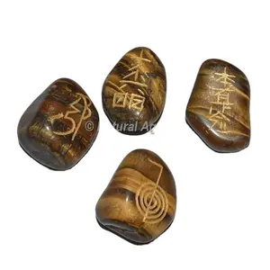 Wholesale Best Quality Tiger Eye Engraved Reiki Stone Set Tiger eye Oval Engraved Usui Reiki Set available for wholesale