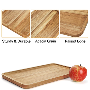 Factory Wholesale Wooden Tray with Raised Edge, <b>Solid</b> <b>Wood</b> Organizer Tray for <b>Desk</b> Storage Kitchen and Serving Use - Product Image 6