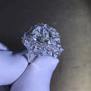 La mejor calidad 3.55ct EF VVS Pear Cut Moissanite Diamond Fancy Band Jewelry 18K White Gold banda original - Product Image 3