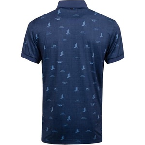 เสื้อโปโลแขนสั้นสีน้ำเงินเข้มสำหรับผู้ชาย พิมพ์ลายตัวอักษร สไตล์ลำลอง ทรงปกติ ผ้าฝ้ายทอ ระบายอากาศได้ดี - Product Image 2