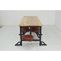 Table à manger vintage en fonte avec siège pivotant en cuir, pliable, pour banquets en plein air, meubles pour maisons, cantines, cafétérias, métal durable