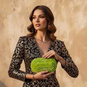 Bolso de Mano de Resina SerenVogue, Diseño Geométrico, Hecho a Mano, para Ceremonias de Boda, Fiestas Nupciales y Eventos Exclusivos - Product Image 5