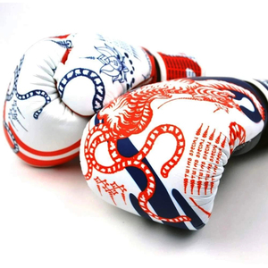 New Design Martial Arts Sparring Twins Boxing Gloves Red White Blue Digital Printing Adjustable <b>Strap</b> Closure Hand Grips Gloves - Product Image 2