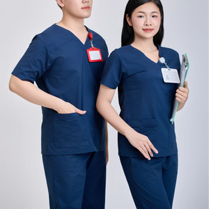 Conjunto de Uniforme Médico FMF para Hombre, Tejido de Detección de Agujas para Uso Hospitalario, 52% Algodón, 45% Poliéster, 3% Elastano, Hecho en Vietnam - Product Image 1