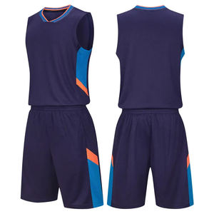 Ensemble de maillots de basket-ball pour hommes, sans manches, col en V, color-block, maille respirante, vêtements de sport pour adultes, toutes saisons - Product Image 1