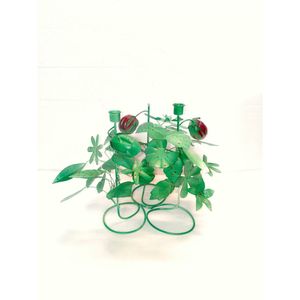 Wholesale Metal Leaf Candelabra 2 Lite Taper Candle Holder Decorative Green <b>Branch</b> Candlestick Wedding Table Centerpiece Decor - Product Image 4