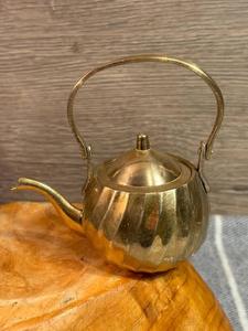 <b>Vintage</b> Brass Tea <b>Kettle</b> With Lid Metal Handle Water Pot <b>Kettles</b> - Product Image 1