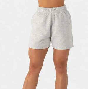 Shorts de Punto Sólido para Mujer, Cintura Media, Cierre Elástico, Estilo Casual, 100% Algodón - Product Image 5