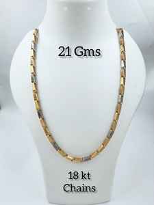 Chaîne en or massif 22 carats de luxe, bicolore, 21 grammes, véritable or jaune 22 carats, maille texturée, collier à maillons carrés pour homme - Product Image 3