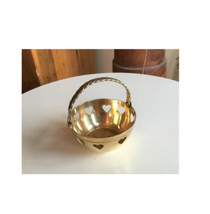 Brass Fruits Bowl <b>Basket</b> With Handle Home Kitchen Bowl Heart Shape Elegant Platter <b>Display</b> Nut Gift Romantic Centerpiece Bowl - Product Image 5