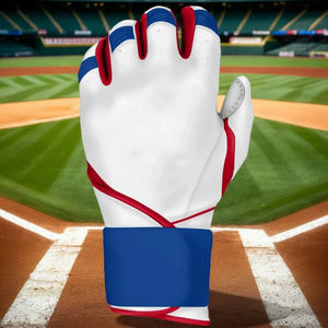 <b>Navy</b> Blue Light Blue Leather Batting Glove Ambidextrous Padded Comfortable Hook and Loop Closure for Training Unisex Adult - Product Image 3