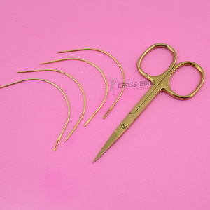 Kit de Extensiones de Cabello para Salón con Agujas Curvas de Acero Inoxidable y Tijeras Compactas para Cortar Hilos - Product Image 1