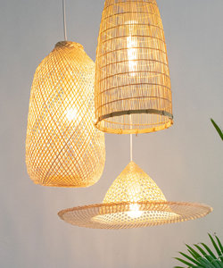 Handwoven Bamboo Basket Chandelier Rustic Farmhouse Pendant Light Natural Woven <b>Ceiling</b> Lamp Eco Friendly Supplier - Product Image 3