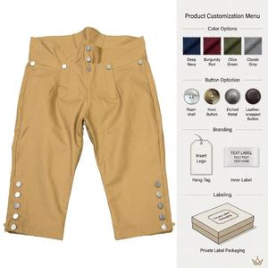 <b>Men</b> Century Style Breeches Waterproof Breathable Anti-Wrinkle Front Fall Knee Woolen Heavyweight Button Fly High <b>Trousers</b> - Product Image 2