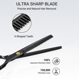 Ciseaux professionnels noirs pour la dégaine des cheveux, ciseaux texturisants en acier inoxydable, ciseaux de coiffure à dents pointues, outil de salon - Product Image 3