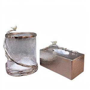 Caja de pañuelos Rectangular de pájaro volador Chapado en plata de alta calidad, tocador de diseño moderno, Metal de aluminio para uso en el inodoro - Product Image 1