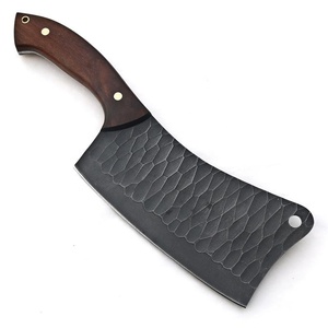 Couteau à viande forgé à la main sur mesure, en acier à haute teneur en carbone, couteau de boucher avec manche en bois de rose et étui en cuir, OEM ODM - Product Image 2