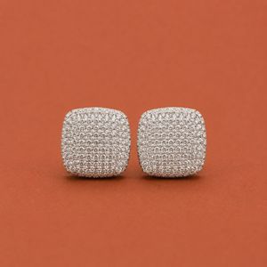 Moissanite <b>Diamond</b> Stud <b>Earrings</b> in 925 Sterling Silver with Rounded <b>Square</b> Design - Product Image 1