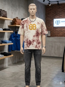 เสื้อยืดแขนสั้นสีขาวสำหรับผู้ชาย พิมพ์ลายตัวอักษรกลิตเตอร์ ประดับเพชร คอทรงโอ ทรงโอเวอร์ไซส์ สวมใส่สบาย ผ้าถักไหม ระบายอากาศได้ดี น้ำหนัก 500 กรัม - Product Image 2