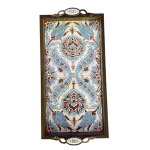 Plateau de service octogonal marocain en bois fait main avec incrustation de nacre, motif maure, vaisselle décorative artisanale pour la maison - Product Image 6