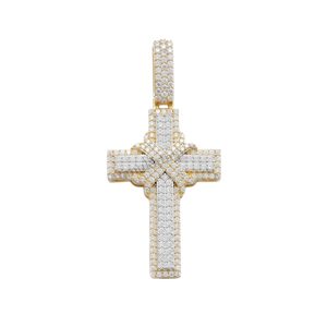 Colgante de Cruz de Jesús de Plata de Ley Chapado en Oro de Lujo con Moissanita, Diseño de Joyería Religiosa Única para Hombres y Mujeres, Estilo Hip Hop para Fiestas - Product Image 1