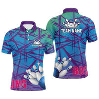 Chemises de bowling sportives pour hommes, nouvelle conception, impression numérique personnalisée, tricotées, 100% polyester, respirantes, séchage rapide, col haut, coupe classique