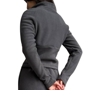 <b>Women</b> Fleece Full Zip Tracksuit Set Stand Collar Jacket Wide Leg Trousers Relaxed Fit Casual Winter Two Piece <b>Lounge</b> Outfit - Product Image 4