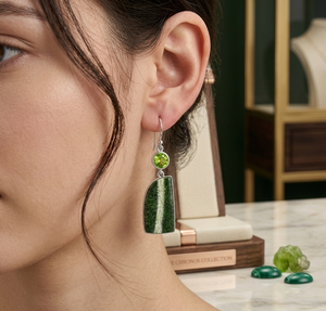 Natural Green 925 Sterling Silver Plated Gemstone Drop <b>Earrings</b> Certified for Unisex & Women's Wedding & Party Gift Jewelry - Product Image 4
