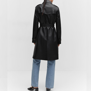 Abrigo Largo de Cuero para Mujer, Transpirable, Informal, a la Moda, de Invierno, con el Mejor Diseño, Servicio OEM - Product Image 2