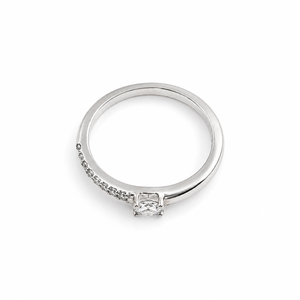 925 Sterling <b>Silver</b> Women's Wave Wrap <b>Solitaire</b> <b>Ring</b> with Cubic Zirconia Modern Elegant High Polish Finish Engagement Wedding - Product Image 4