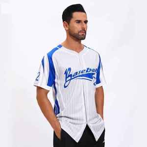 Camiseta de Béisbol Personalizada Azul y Blanca, Ropa Deportiva de Verano de Secado Rápido y Transpirable, con Estampado Digital, para Entrenamiento - Product Image 4