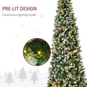 Albero di Natale Artificiale Pre-Illuminato Effetto Neve 2,7 m con 460 Luci LED, Rami Realistici, Pigne e Bacche Rosse - Collezione 1298 Ti - Product Image 6