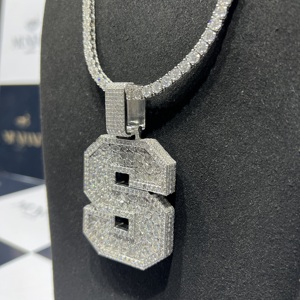 Collar de Lujo con Letra S Personalizada, Chapado en Oro, Plata S925 Certificada IGI, con Diamantes Corte Pera, Pasa Prueba de Diamantes, Estilo Hip Hop - Product Image 4