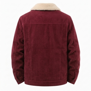 Men's <b>Corduroy</b> <b>Jacket</b> Sherpa Lined Stand Collar Zip Up Loose Coat for Autumn Winter Casual Outdoor Wear - Product Image 5