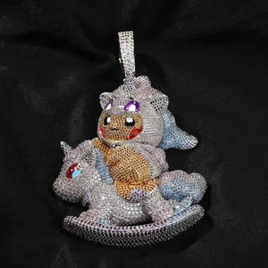 Pendentif de bijoux de dessin animé haut de gamme avec diamant Moissanite VVS et argent sterling 925 - Product Image 1