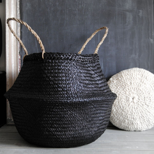 Woven Seagrass Belly Basket for <b>Storage</b> and Decoration Made from Natural Foldable with Handles Eco-friendly Vietnam Design - Product Image 2