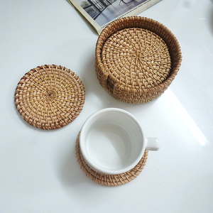 Juego de Posavasos de Bambú Tejidos a Mano con Bandeja a Juego, Estilo Bohemio, Ecológicos, Resistentes al Calor, para Decoración del Hogar - Product Image 5