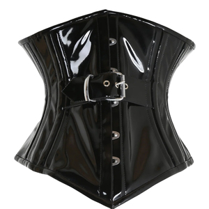 Robe moulante en cuir PU violet avec corset noir, col montant, manches longues, tenue de club sexy pour adulte - Product Image 2