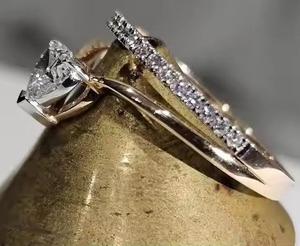 Bague de fiançailles tendance en argent sterling 925, double rangée, sertie de zircons cubiques taille cœur 1 carat couleur D VVS1 - Product Image 6