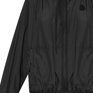 Chaqueta Cortavientos Negra Personalizada Auxonne con Capucha, Cierre de Cremallera, Unisex, Repelente al Agua, de Poliéster, Mangas Plegables, Parche con Logotipo - Product Image 2