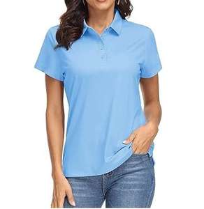 Polo de Alta Calidad Personalizado para Mujer, Corte Ajustado, 100% Algodón, Cuello en V, Buen Precio, con Decoración de Logotipo Impreso en Capas - Product Image 2