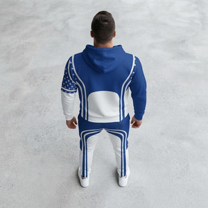 Ensemble de jogging Performance Activewear – Sweat à capuche et pantalon bicolores bleu roi et blanc - Product Image 2