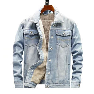 Chaqueta Vaquera Azul Vintage de Alta Calidad, Duradera y Elegante, Chaqueta Vaquera para Hombre con Encaje Otoñal y Estampado Personalizado - Product Image 3